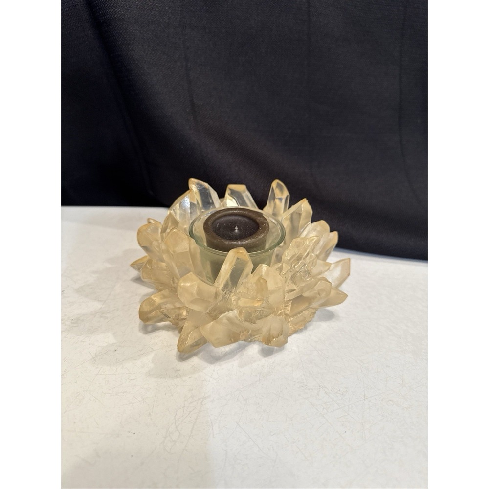 Lucite Votive Candle Holder Faux Quartz Crystal‎